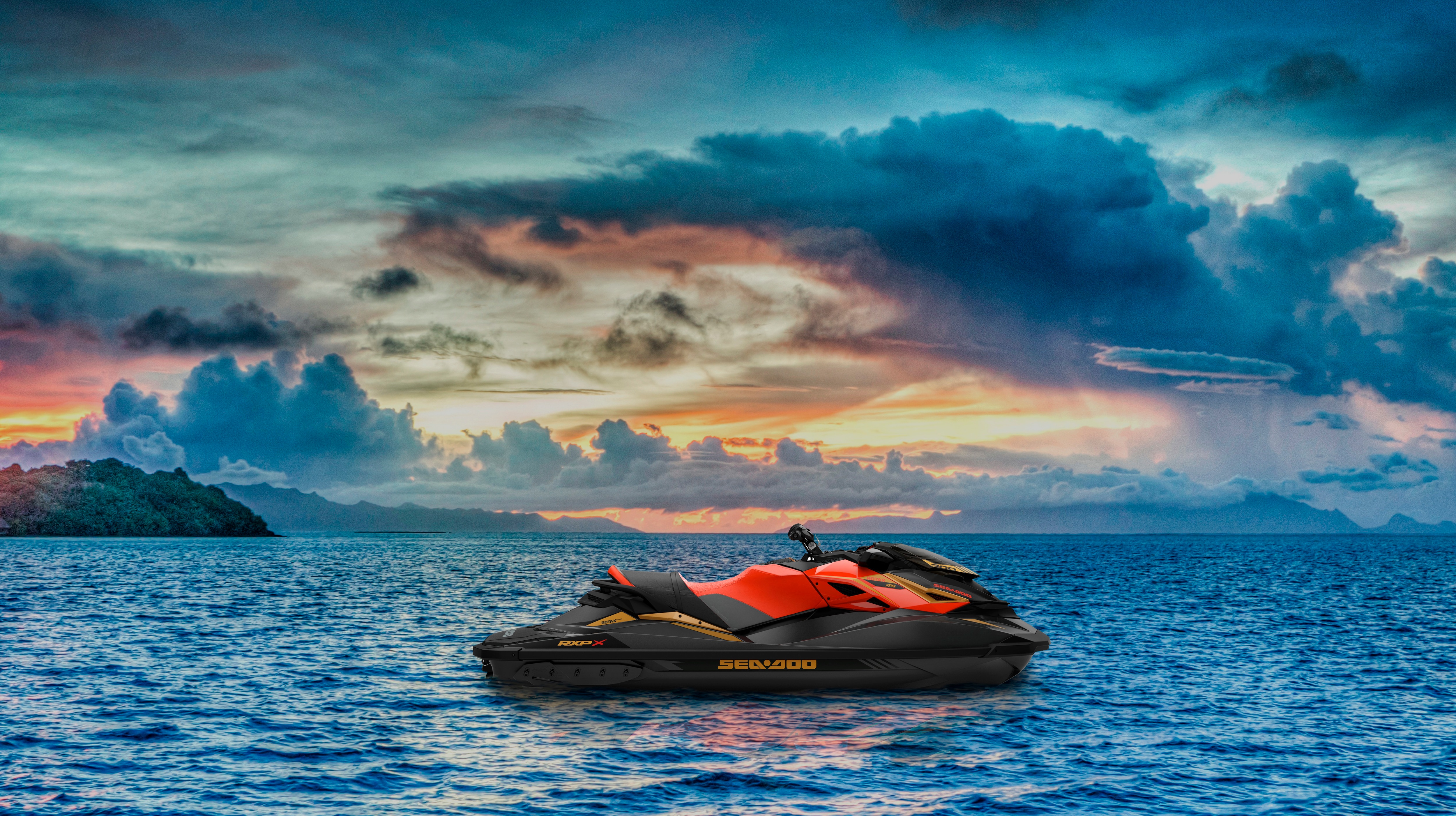 Scenic landscape of a parked Sea-Doo RXP