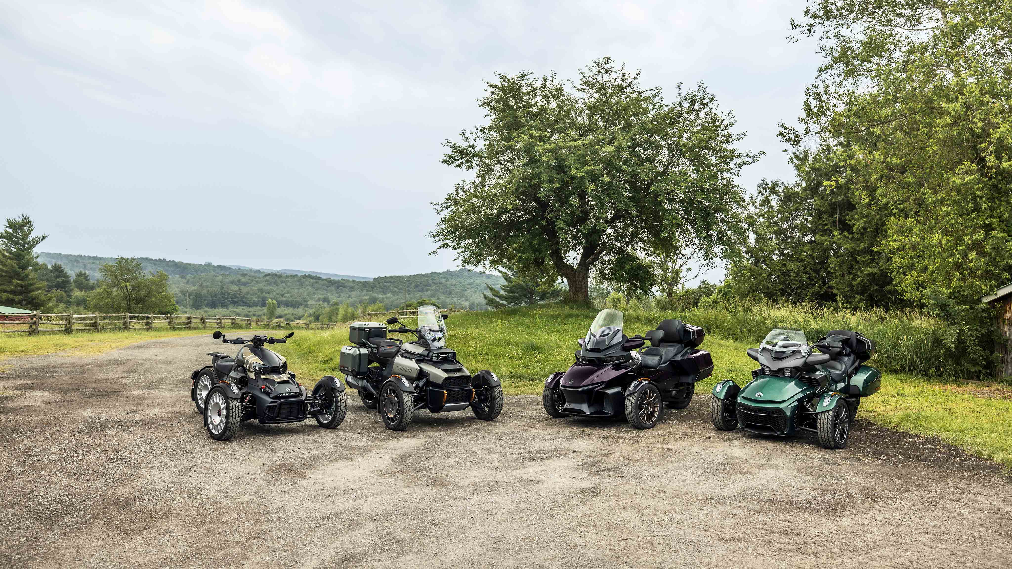 The different 3-wheel motorcycle models available from Can-Am