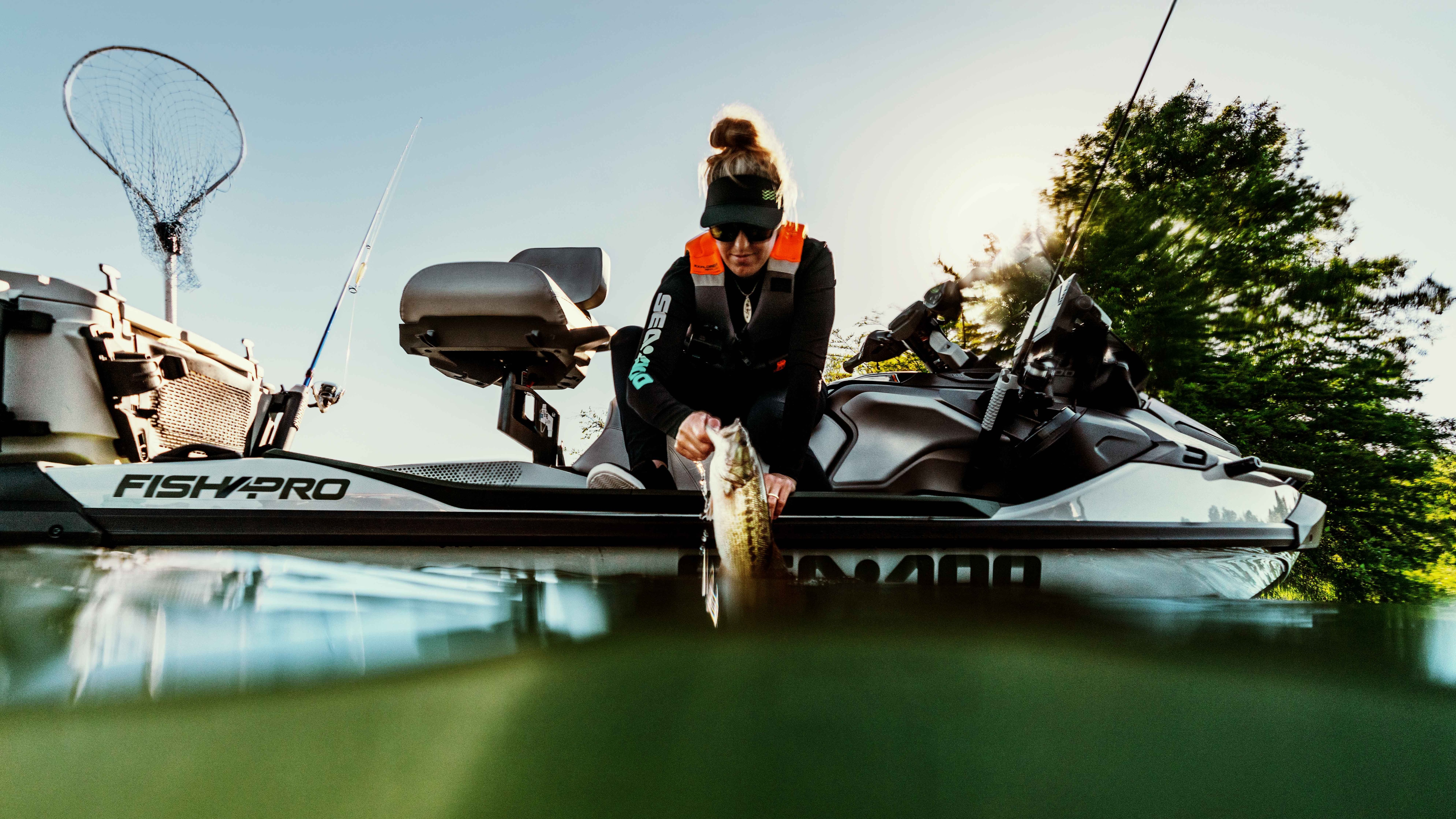 Man fishing from the Sea-Doo FishPro Trophy