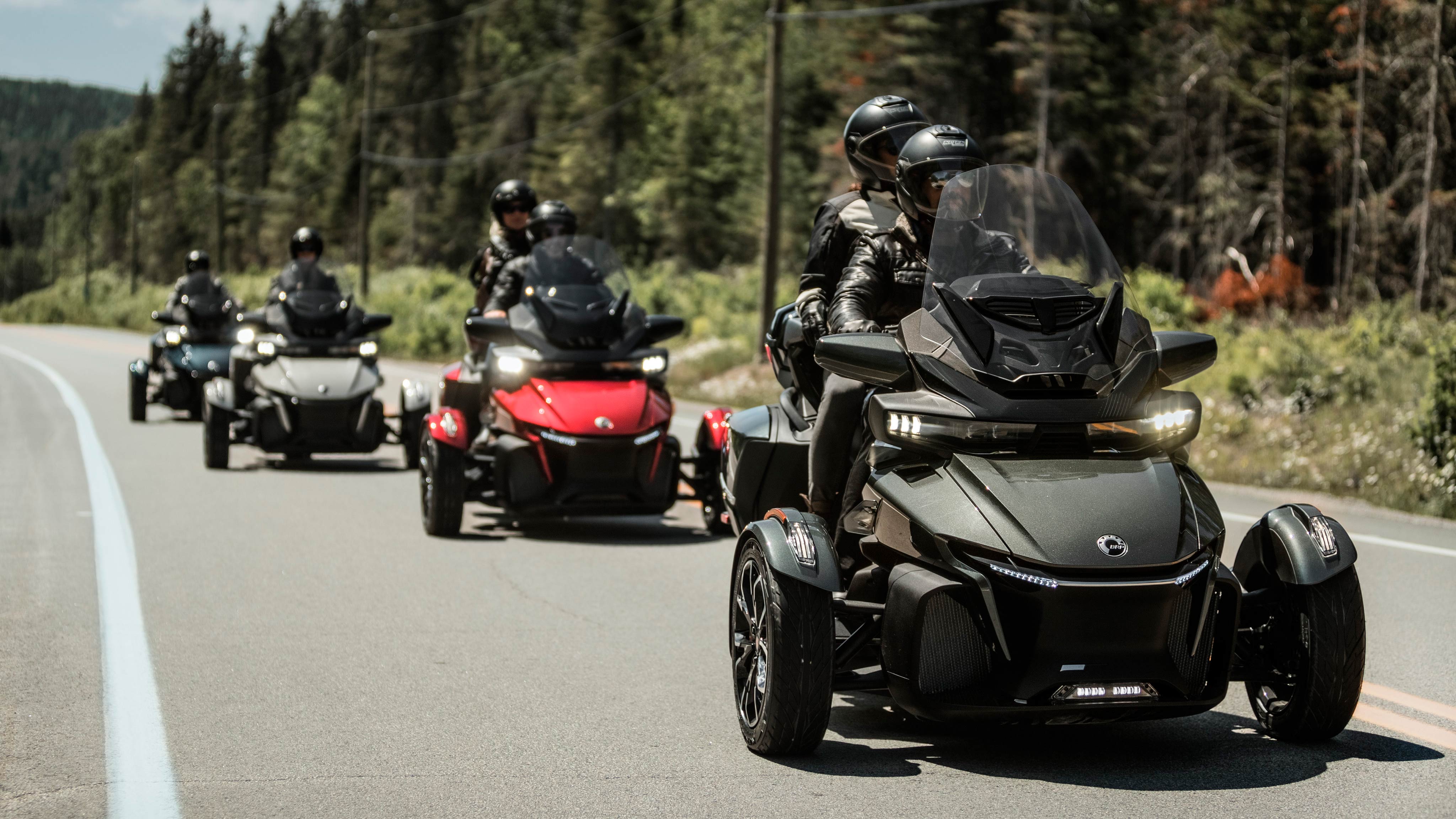 Group of Can-Am Spyder on the road